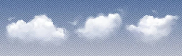 Белые Облака Туман Дым Воздухе Небе Пушистые Кучевые Облака Изолированные — стоковый вектор