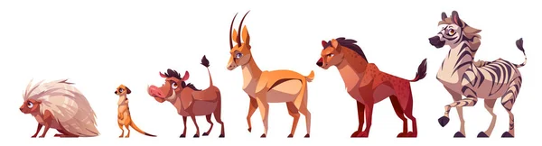 Set Animali Selvatici Africani Isolati Sfondo Bianco Illustrazione Cartoni Animati — Vettoriale Stock