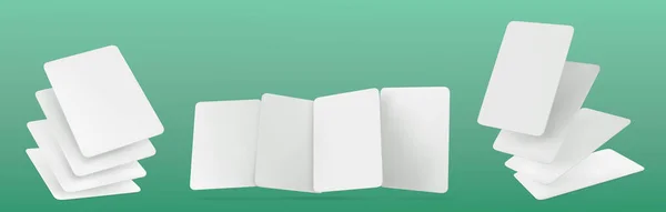 Spielkarten Attrappe Realistisches Vektorillustrationsset Mit Vier Leeren Weißen Papier Oder — Stockvektor