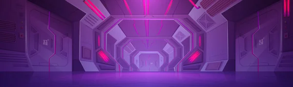 Futurisztikus Folyosó Zárt Kapukkal Piros Riasztó Lámpákkal Falakon Mennyezeten Vektor — Stock Vector