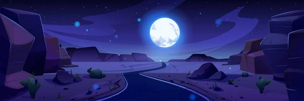 Night Grand Canyon Full Moon Cartoon Landscape National Usa Park — Stock Vector