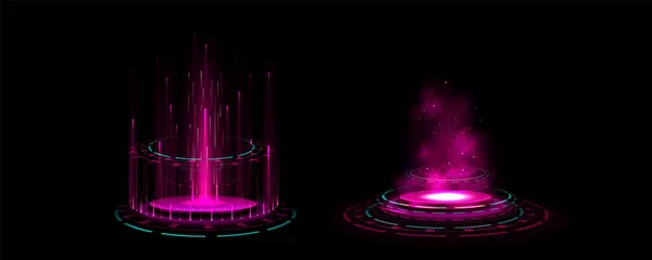 Rosa Luz Holograma Efeito Jogo Círculo Brilho Portal Magic Scifi — Vetor de Stock