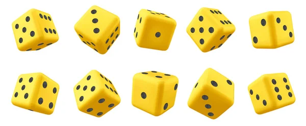 红色3D在白色背景上玩赌场游戏立方体骰子隔离向量 六网点数字滚动现实中的财富赌博正方形插图集 在应用程序中投注幸运的运动倾向 — 图库矢量图片