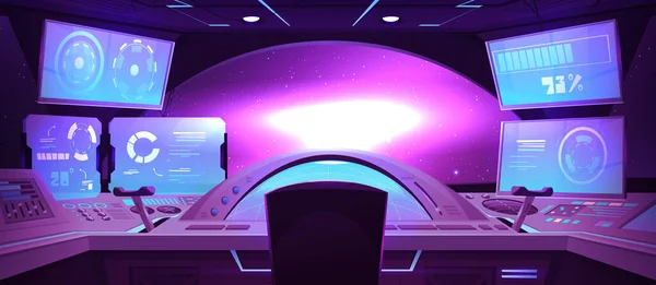 Nave Espacial Cockpit Dentro Janela Desenho Animado Fundo Vetor Cabine — Vetor de Stock