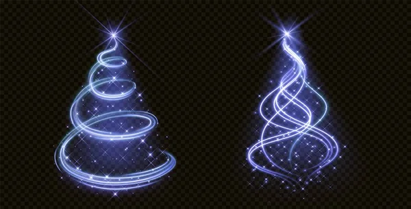 Světlý Vánoční Stromek Modrým Třpytem Jiskrou Abstraktní Vánoční Vektorové Modré — Stockový vektor