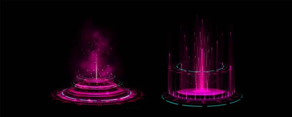 Rosa Luz Holograma Efeito Jogo Círculo Brilho Portal Magic Scifi — Vetor de Stock