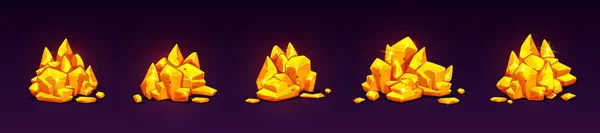 Золотошукач Камінь Купі Купі Мультфільм Векторні Ілюстрації Набір Золотих Дорогоцінних — стоковий вектор