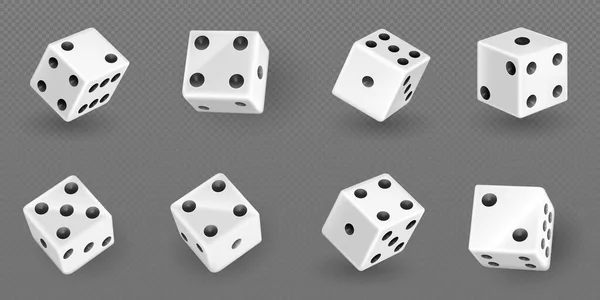 Kasinospel Spela Kub Rulla Isolerad Vektor Ikon Vit Realistisk Spel — Stock vektor