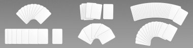 3D poker boş beyaz kart oyunu modeli. Kumarhane ya da kehanet şablonu için izole kağıt ikonu şablonu. Çevrimiçi uygulama için farklı kumar el kombinasyonları ve hizalama clipart
