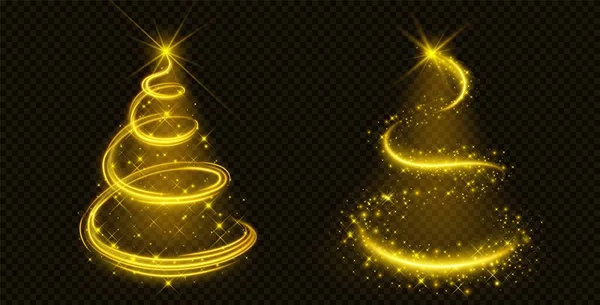 Різдвяна Ялинка Золотистого Світла Блискіток Абстрактний Блискучий Сяючий Магічний Символ — стоковий вектор