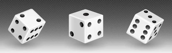 Kumarhane Oyun Ikonu Için Beyaz Izole Edilmiş Gerçekçi Zar Tavlada — Stok Vektör