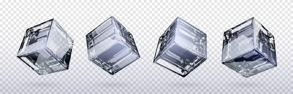Cristal Cubo Caja Vector Aislado Sobre Fondo Transparente Crear Bloque — Archivo Imágenes Vectoriales