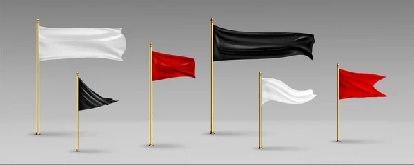Wisiorek Flagą Makieta Realistyczny Wektor Zestaw Biały Czarny Czerwony Prostokątny — Wektor stockowy