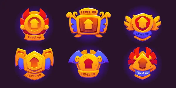 Game Level Badge Icon Bonus Ward Design Звание Медаль Выиграть — стоковый вектор