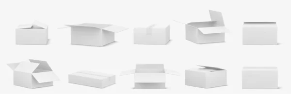 Caixa Papel Branco Pacote Vetor Mockup Cartão Retangular Parcela Branco — Vetor de Stock