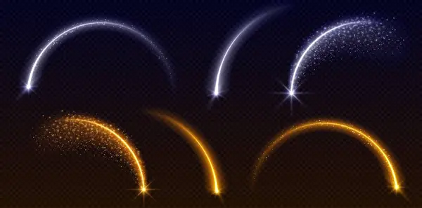 Hvězda Střílející Obloukové Světlo Magickým Paprskem Jiskří Neonové Obloukové Linie — Stockový vektor