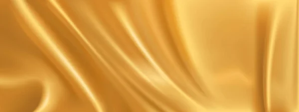 Золота Шовкова Текстура Блискучий Жовтий Рідкий Атлас Тканини Абстрактний Матеріал — стоковий вектор