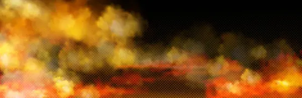 Желтое Оранжевое Токсичное Дымовое Облако Эффектом Наложения Темный Прозрачный Фон — стоковый вектор