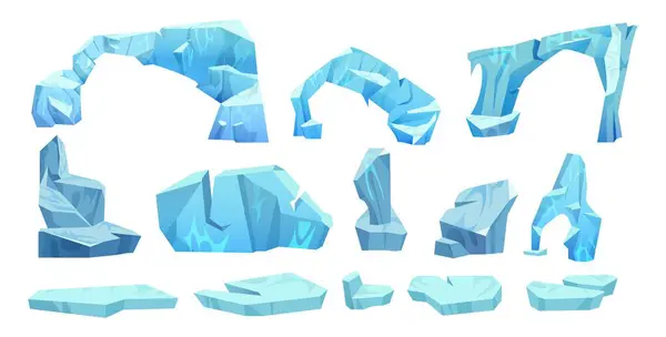 Buz Dağı Parçası Yüzen Kemer Mavi Buz Kar Buzulu Dağ — Stok Vektör