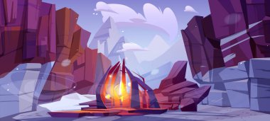 Kar, kış ve dağ manzarasında sihirli bir geçit. Fantezi macerası için buzul arkaplanı kaya zirvesi. Uzaylı dünyasına ışınlanan Alp arazisi vadisi. Kuzey keşif çizimi