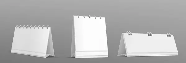 Bianco Scrivania Spirale Calendario Bianco Isolato Mockup Modello Realistico Calendario — Vettoriale Stock