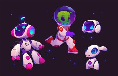 Uzaydaki sevimli uzaylı astronot ve komik robot. Uzay elbisesi giymiş bir arkadaşıyla uçan kozmonot karakteri. Yapay zeka bebek hayvan keşfi ve birlikte maceraya atılmayı destekliyor. Dünya dışı sayborg.
