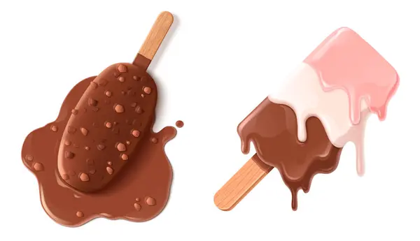 Melt Ice Cream Summer Icon Cartoon Vector Design Isolated Tasty Royalty Free Stock Vectors