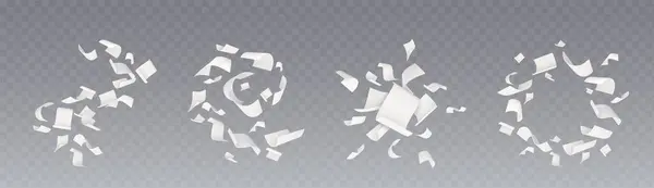 Літаючі Білі Паперові Листи Реалістичний Векторний Набір Ілюстрацій Плавають Повітрі — стоковий вектор