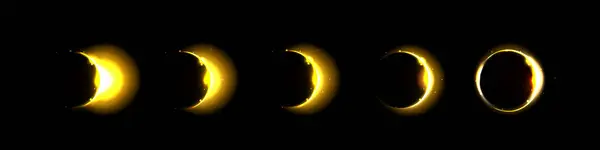 Полное Частичное Солнечное Затмение Лунный Фазовый Световектор Изолированное Кольцо Планеты Стоковая Иллюстрация