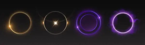 Circle Halo Light Overlay Effect Transparent Background Realistic Vector Illustration Εικονογράφηση Αρχείου
