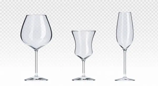 Cocktail Glasses Set Isolated Transparent Background Vector Realistic Illustration Empty Διάνυσμα Αρχείου