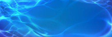 Mavi su yüzeyi arka planı örtüyor. Işık kırılması, 3D deniz, okyanus ya da yüzme havuzunun soyut parlak dalgalı dokusu olan berrak su dalgalarının gerçekçi temsili.