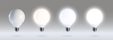 3D lamba. Işık derecesi yüksek akıllı CFI. Sıcak ve soğuk reklam reklamlarıyla kıyaslanan gerçekçi parlak bir nokta. Farklı türde ampul spektrumu