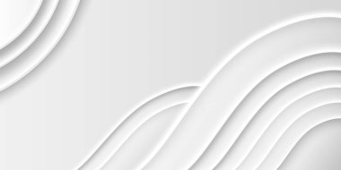 Zarif kıvrımlı beyaz katmanlı neumorfizm arka planı. Işık yüzeyinde yumuşak gölgeli minimalist dalgalı desen. Modern ui, web sitesi başlığı veya sunum şablonu için temiz monokromatik tasarım.