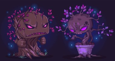 Ürkütücü, parlayan gözlü bitkiler. Pembe yapraklarla kaplı kızgın ağaç yaratıkları ve parlayan parçacıklar. Korkunç peri masalı karakterleri, alışılmadık bitki örtüsü canavarları ya da av düşmanları..