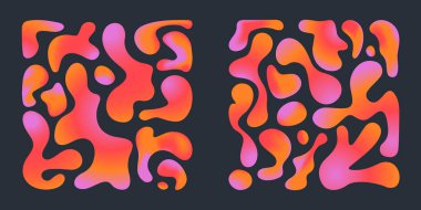 Değişik sıvı gradyan şekiller - dinamik soyut şablonda canlı pembe ve turuncu karışımı renkler. Psikedelik modaya uygun arka plan tasarımında pürüzsüz kıvrımlar. Enerjik renkli dekoratif doku.