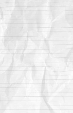 Çizgi çizgili beyaz kağıt dokusu - gölgeler ve kıvrımlı buruşuk yaprak. Ezilmiş belgenin soyut şablonu veya eğitim veya yaratıcı kavramlar için kırışıklıkları olan not.