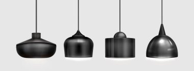 Minimalist tarzda döşenmiş tavanlı lamba. Mat bitiş, silindir ve kubbe şeklindeki gölgeler, modern mutfak, yemek odası ya da modern çalışma alanı aydınlatması ile endüstriyel asılma ışıkları.