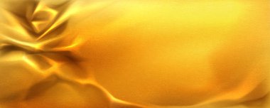 Parlak metalik yüzeyi olan lüks altın folyo dokusu - parlak sarı dalgalar, yansıtıcı kırışıklıklar ve kaliteli ambalaj tasarımı için zarif ışık desenleri, lüks markalaşma veya şenlikli dekorasyon.