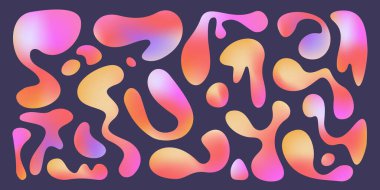 Sıvı gradyan şekilli kabarcıklar, akıcı şekiller ve modern grafikler için pürüzsüz geçişler. Organik eğriler dinamik arkaplan veya yaratıcı elementler için parlak renkler harmanlanır.