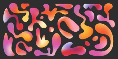 Sıvı gradyan şekilli kabarcıklar, akıcı şekiller ve modern grafikler için pürüzsüz geçişler. Organik eğriler dinamik arkaplan veya yaratıcı elementler için parlak renkler harmanlanır.