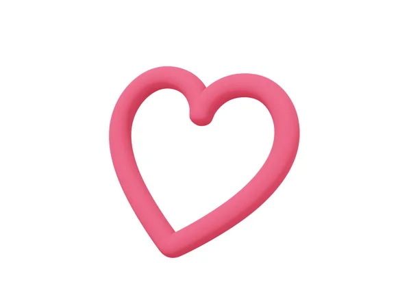 玩具的心脏 红色单色 爱情的象征 在白色坚实的背景上 底部的观点 3D渲染 — 图库照片