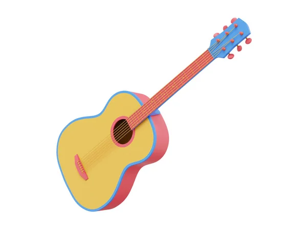 Многоцветная Акустическая Гитара Рендеринг Икона Белом Фоне — стоковое фото
