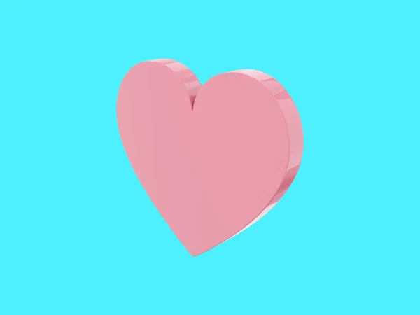 心臓が平らだ ピンクの単色 愛の象徴 モノクロの背景で 右側の景色 3Dレンダリング — ストック写真