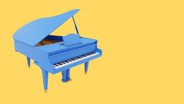 Blauwe Vleugel Muziekinstrument Weergave Ikoon Gele Achtergrond Ruimte Voor Tekst — Stockfoto