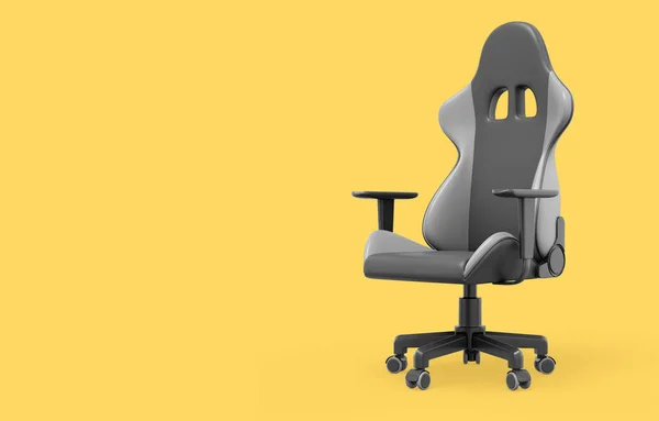 Realistischer Gaming Sessel Seitenansicht Rendering Symbol Auf Gelbem Hintergrund Platz — Stockfoto