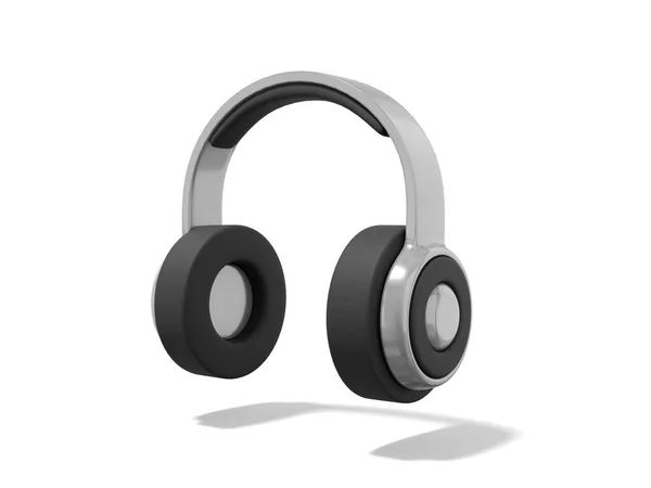 3Dレンダリング 白い背景にリアルなグレーのヘッドフォン — ストック写真
