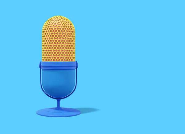 Modern Microphone Realistic Multicolored Icon Blue Background Space Text Rendering — Stock Photo, Image