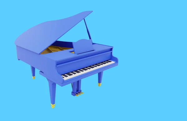 Mavi Kuyruklu Piyano Müzik Aleti Görüntüleme Mavi Arkaplanda Simge — Stok fotoğraf