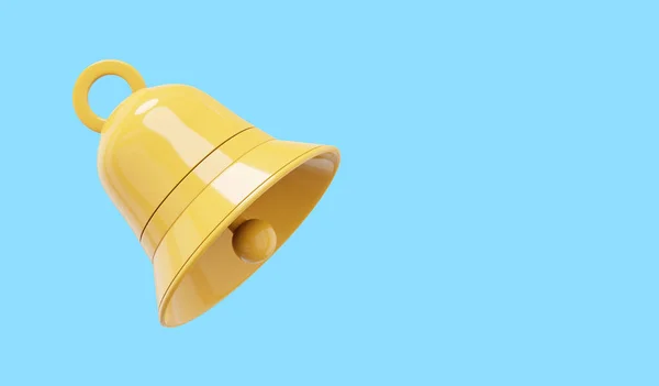 Žlutý Zvonek Oznamovací Symbol Vykreslování Ikona Modrém Pozadí Místo Pro — Stock fotografie